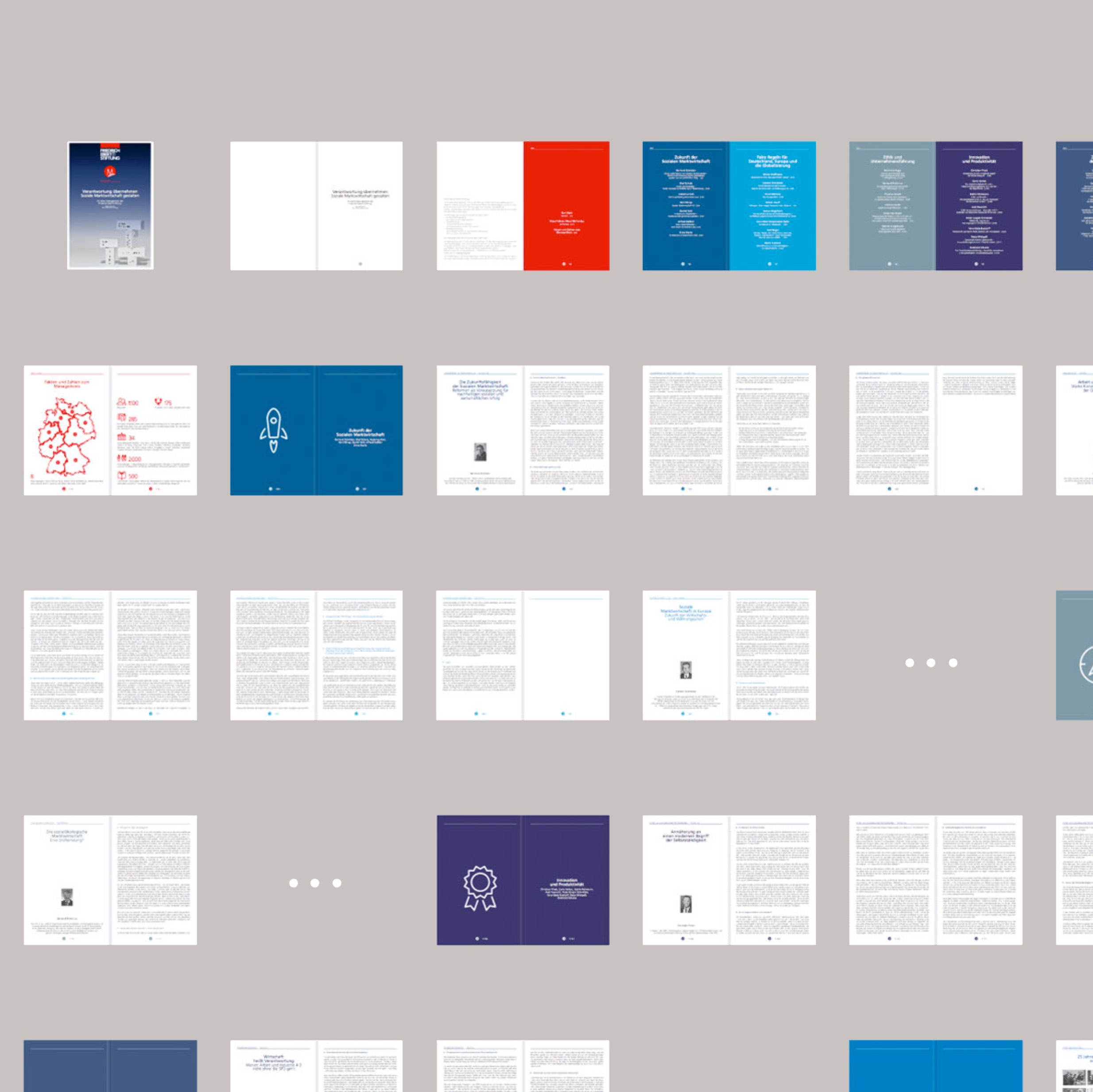 Buch-Publikation Übersicht zum 30-jährigen Jubiläum des Managerkreis der Friedrich-Ebert-Stiftung. Content Design von Lobo Design.