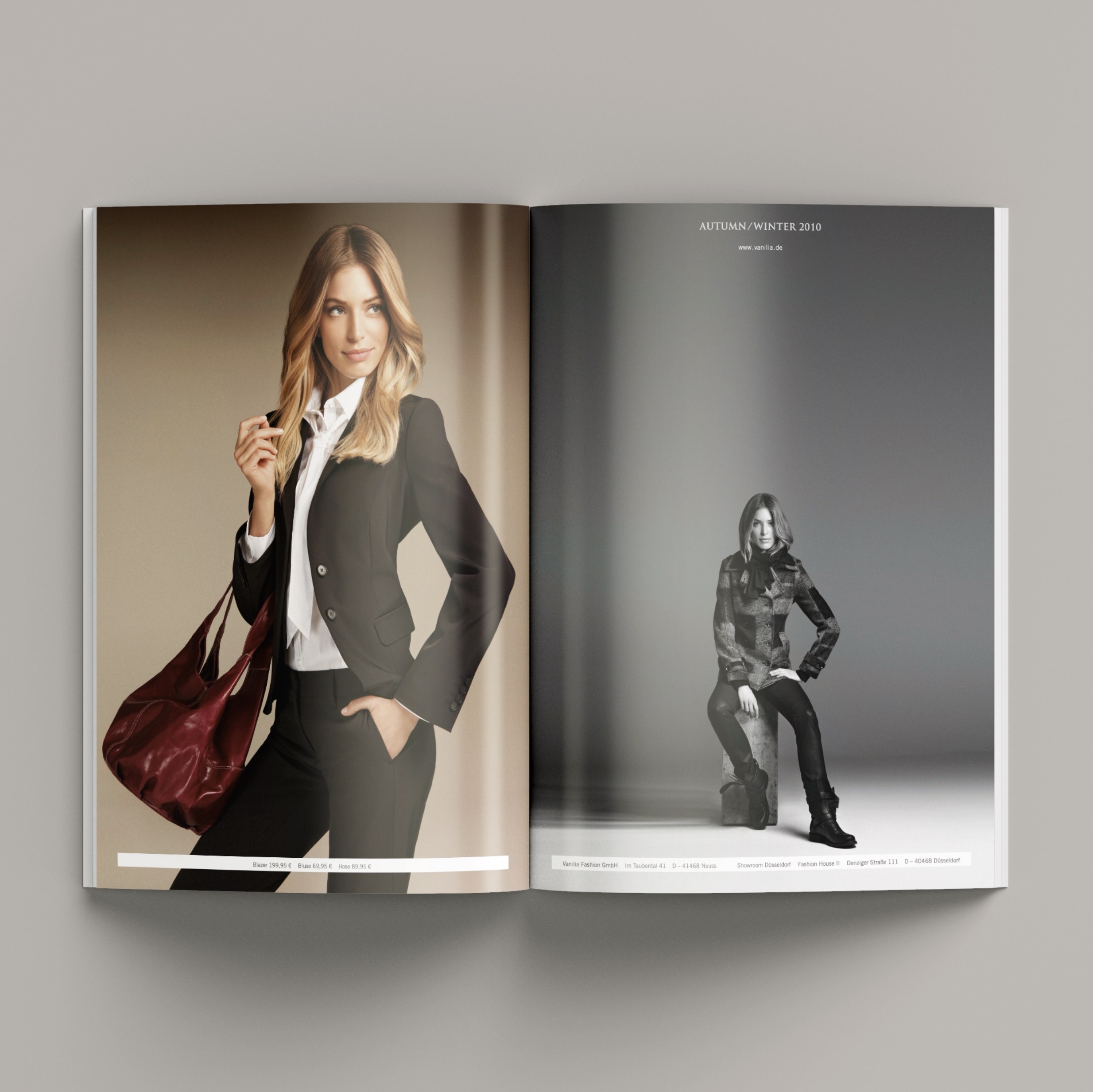 Doppelseite aus Lookbook der Winterkollektion für Vanilia von Lobo Design.