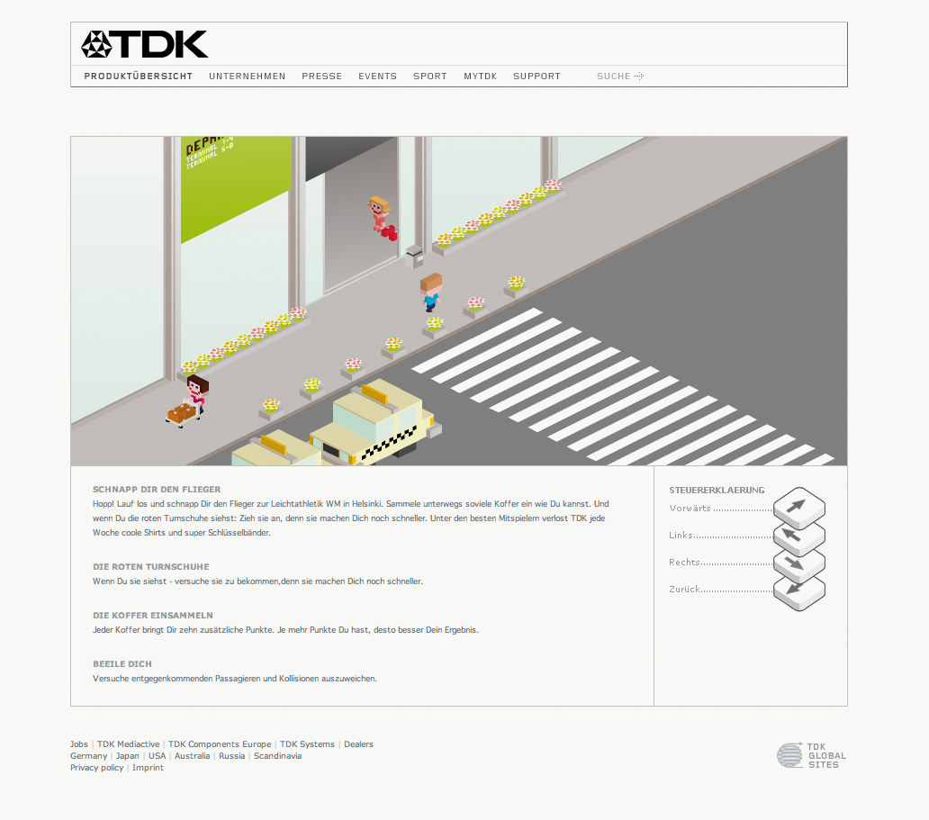 Micro-App / Game mit Charakter Design und Animationen für TDK von Lobo Design.